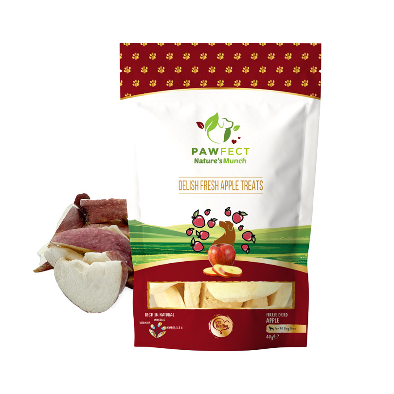 Pawfect Nature's Munch Freeze-Dried Apple Treats for Dogs | Vegan Treats| Immunity & Eyesight Booster | 100% Natural | Grain & Gluten Free | Low Calorie Single ingredient Training Treats (40g/1.41oz)