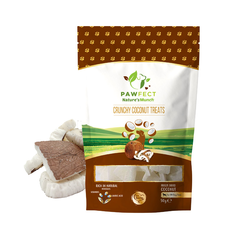 Pawfect Nature's Munch Freeze-Dried Crunchy Coconut Treats for Dogs | Vegan Treat | Immunity Booster | 100% Natural | Grain & Gluten Free | Low Calorie Training Treats (50g/1.76oz)