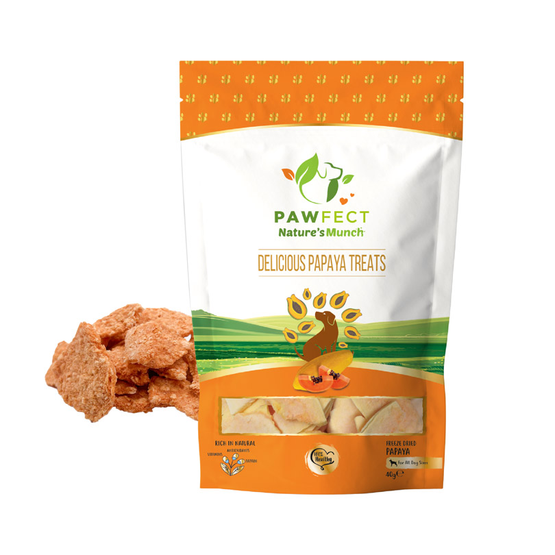 Pawfect Nature's Munch Freeze-Dried Delicious Papaya Treats for Dogs | Vegan Treat| Prevents Heart Problems | 100% Natural | Grain & Gluten Free | Low Calorie Training Treats (40g/1.41oz)