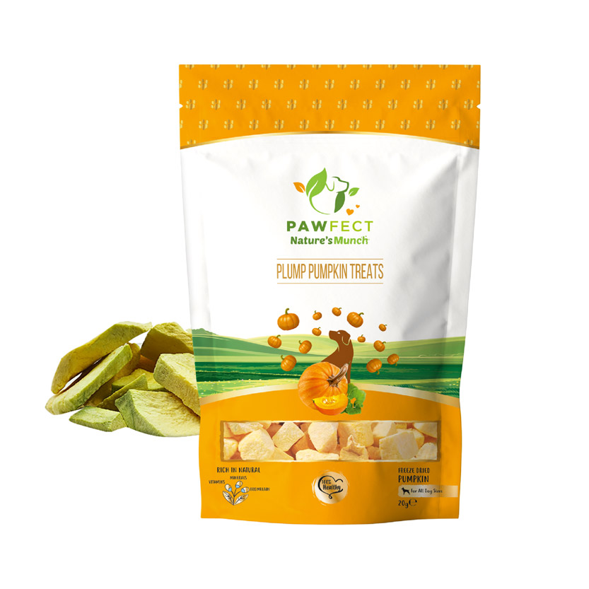 Pawfect Nature's Munch Freeze-Dried Plump Pumpkin Treats for Dogs | Hypoallergenic, Grain-Free |Skin & Coat Boost | Natural Dewormer Treats (20g/0.7oz)
