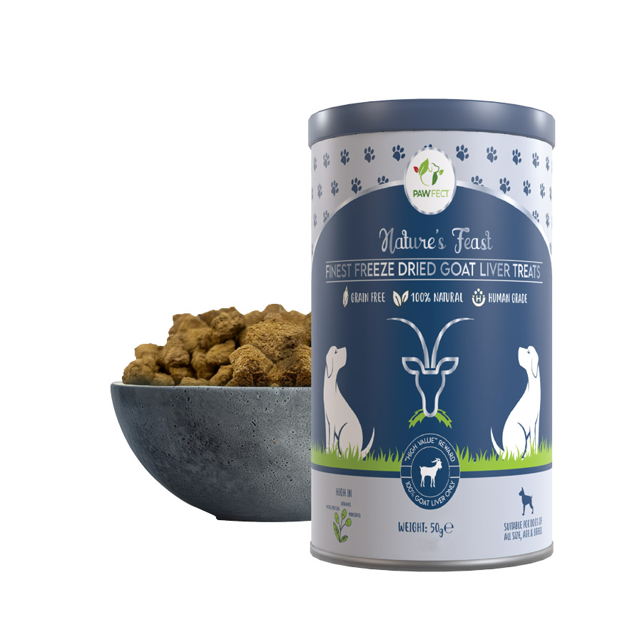 Pawfect Nature's Feast Freeze-Dried Goat Liver Treats for Dogs| 100% Natural| Hypoallergenic| Easily Digestible| Grain-Free| Multifunctional| High Protein|Low Fat Training Treats(50g/1.76oz)