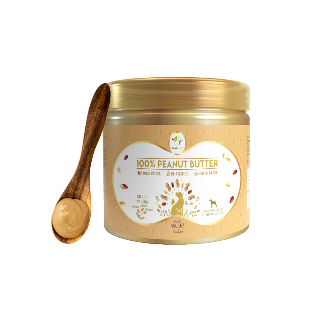 Pawfect Peanut Butter for Dogs & Puppies | 100% Natural| No Added Sugar, Salt, Palm Oil | No Sweeteners, No Xylitol | Dog Friendly Texture | Healthy Dog Treat | (450g/15.87oz)