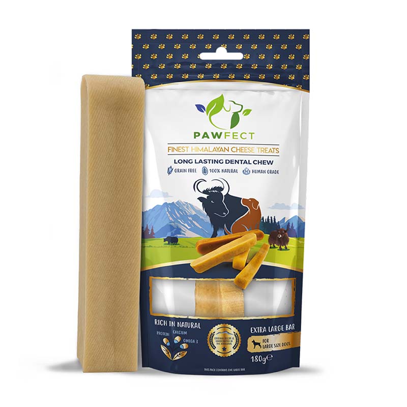 Pawfect Himalayan Cheese Chews for Dogs | 100% Natural | Long lasting Dental Stick | Rich in Protein & Calcium | Grain-free| Daily dental treat| Pack of 1 for Extra Large Dogs (180g/6.35oz)