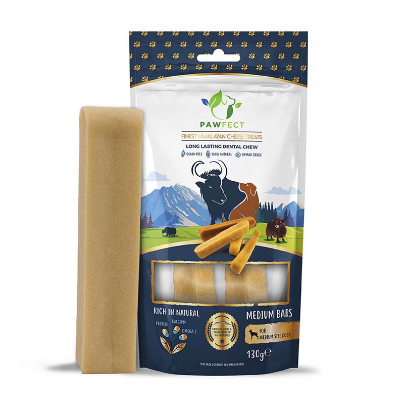 Pawfect Himalayan Cheese Chews for Dogs | 100% Natural Dental Stick | Long lasting healthy chew | Rich in Protein & Calcium | Grain-free| Daily dental treat| Pack of 2 for medium Dogs (130g/4.58oz)