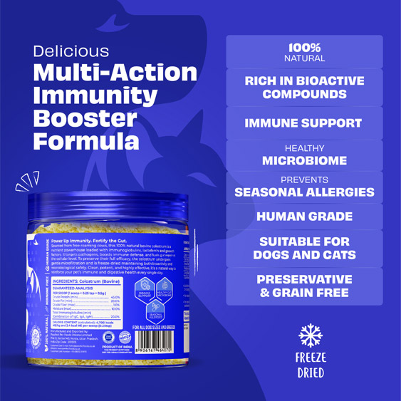 Pawfect Colostrum daily food Topper Supplement for Dogs | 100% Colostrum | Immune Support | Healthy Gut Mircobiome | Prevents Seasonal Allergy (100g/3.53oz)
