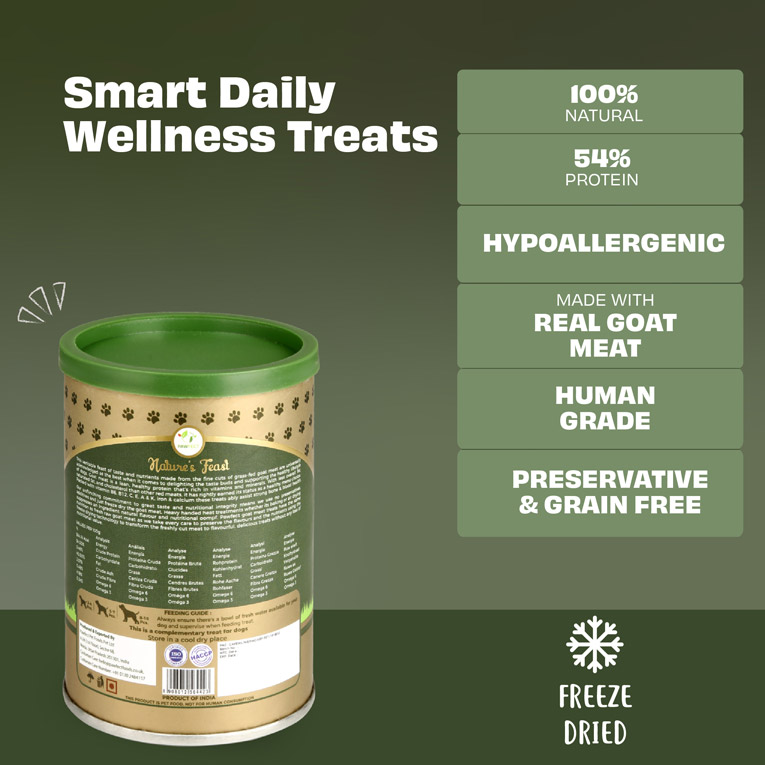 Pawfect Nature's Feast Freeze-Dried Goat Meat Treats for Dogs| 100% Natural| Hypoallergenic| Easily Digestible| Grain-Free| Multifunctional| High Protein|Low Fat Training Treats(150g/5.29oz)