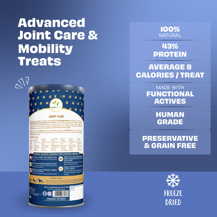 Pawfect Nature's Munch Freeze-Dried Joint Care Cheese treats for Dogs| 100% Natural| High Protein, Low Fat| 8 Calories per Treat| Grain-Free| Healthy Training Treat (75g/2.65oz)