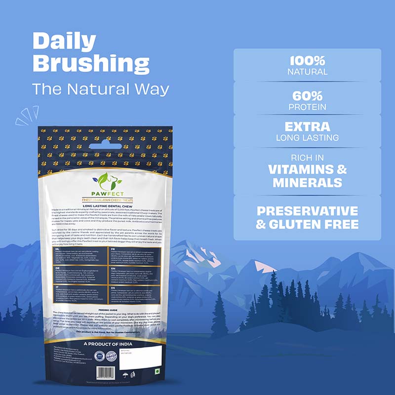 Pawfect Himalayan Cheese Chews for Dogs | 100% Natural Dental Stick | Long lasting healthy chews | Rich in Protein & Calcium | Grain-free| Daily dental treat| Pack of 1 for Large Dogs (140g/4.94oz)