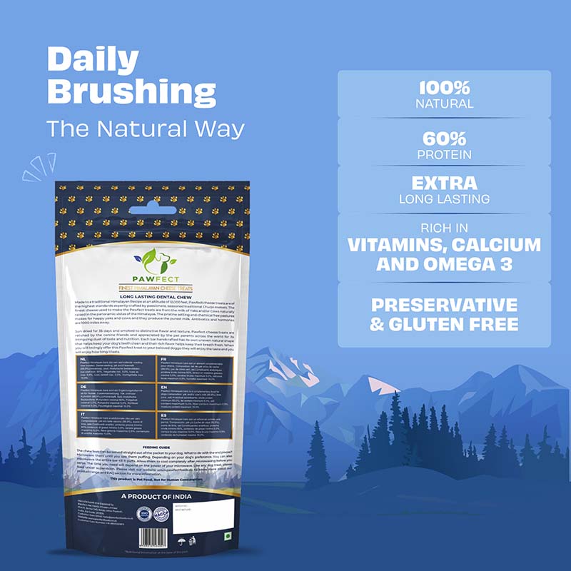 Pawfect Himalayan Cheese Chews for Dogs | 100% Natural Dental Stick | Long lasting healthy chew | Rich in Protein & Calcium | Grain-free| Daily dental treat| Pack of 2 for medium Dogs (130g/4.58oz)
