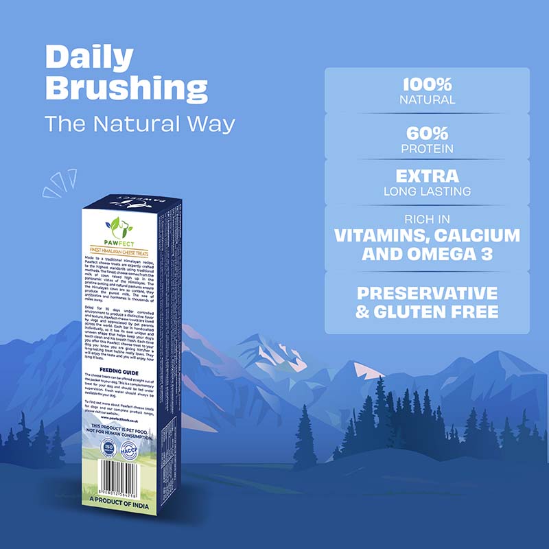 Pawfect Himalayan Cheese Chews for Dogs | 100% Natural Dental Stick | Long lasting healthy chew | Rich in Protein & Calcium | Grain-free| Daily dental treat| Pack of 1 for Medium Dogs (70g/2.47oz)
