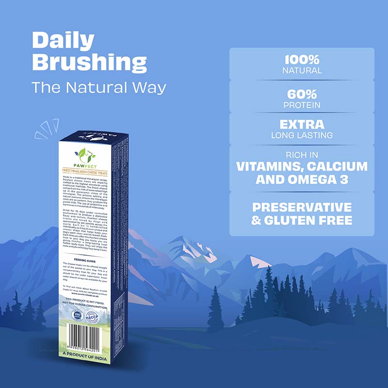 Pawfect Himalayan Cheese Chews for Dogs | 100% Natural Dental Stick | Long lasting healthy chew | Rich in Protein & Calcium | Grain-free| Daily dental treat| Pack of 1 for Large Dogs (140g/4.94oz)