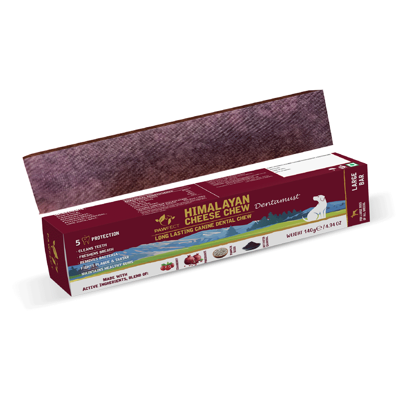 Pawfect Dentamust Himalayan Cheese Chew with Cranberry & Pomegranate for Dogs|Long lasting dental chews with Superfoods |All Natural, High protein|Grain-free | Pack of 1 for Large Dogs (140g/4.94oz)