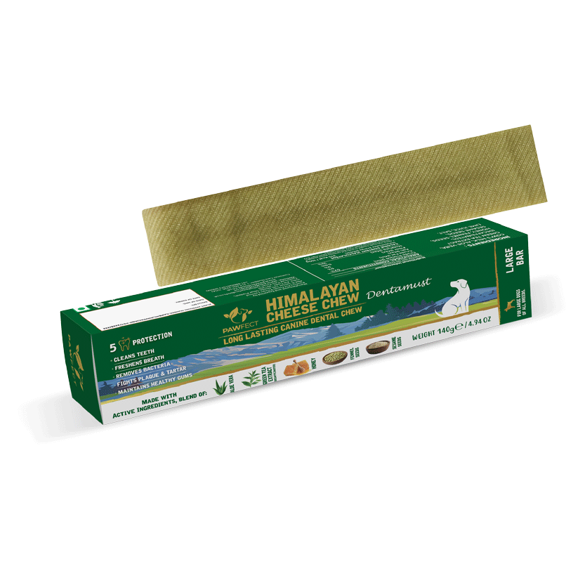 Pawfect Dentamust Himalayan Cheese Chews with Aloe, Honey & Green Tea for Dogs| Long lasting dental chew with Superfoods |All Natural, High protein, Grain-free| Pack of 1 for Large Dogs (140g/4.94oz)