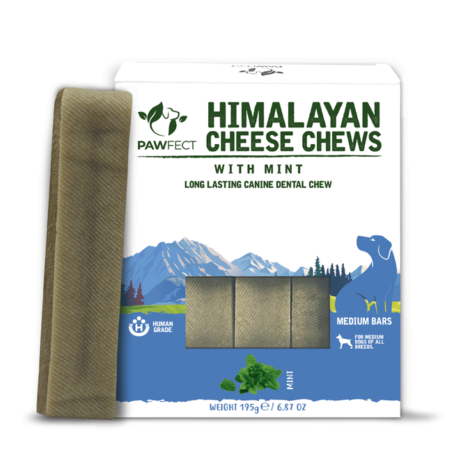 Pawfect Himalayan Cheese Chews with Mint for Medium Dogs| 100% Natural Dental Stick| Cleans teeth| Removes Plaque and Tartar|High protein| Grain-free | Long lasting chew | Pack of 3 (195g/6.88oz)