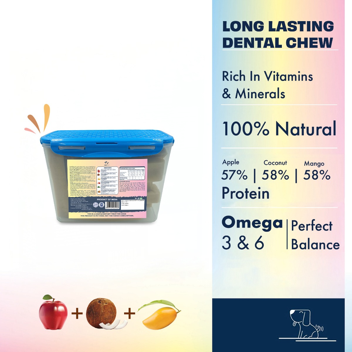 Pawfect Himalayan Cheese Chews with Apple, Mango & Coconut for Small Dogs | All Natural dental stick | Rich in Protein & Calcium | Grain-free | Long-lasting chew |Pack of 10 (370g/13.05oz)