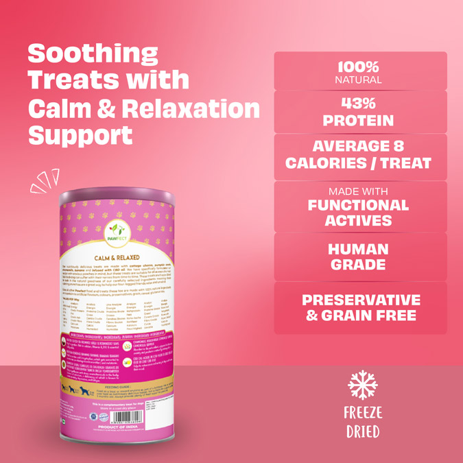Pawfect Nature's Munch Freeze-Dried cheese Calming treats for Dogs| Calm & Relaxed | 100% Natural| High Protein, Low Fat| 8 Calories per Treat| Grain-Free| Healthy Training Treat (75g/2.65oz)