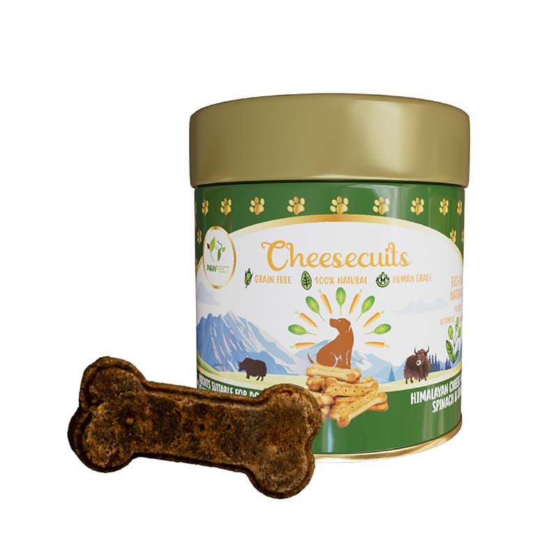 Pawfect Cheesecuits | Cheese biscuits with Carrots, Spinach & Eggs for dogs | All-natural high-protein dog treats | Grain-free, hypoallergenic & rich in antioxidants (100g (3.53oz)