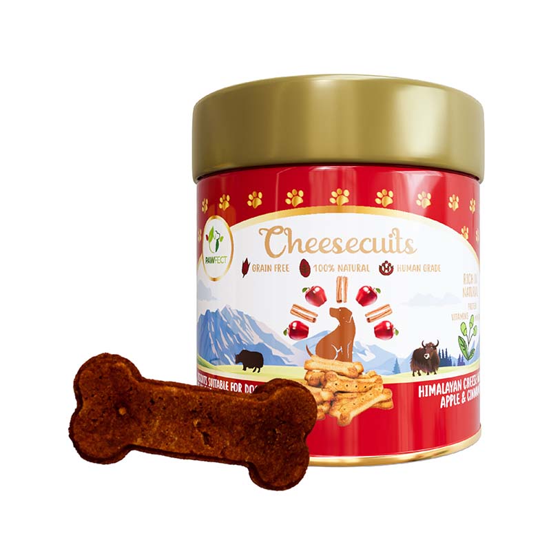Pawfect Cheesecuits | Cheese biscuits with Apple, Eggs and Cinnamon for dogs| All-natural training treats | High protein reward treats | Grain-free| Hypoallergenic (100g/3.53oz)