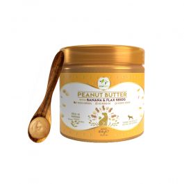 Pawfect Peanut Butter with Banana & Flaxseeds for Dogs & Puppies | 100% Natural| No Added Sugar, Salt, Palm Oil | No Sweeteners, No Xylitol | Healthy Dog Treat | (450g/15.87oz)