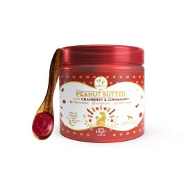 Pawfect Peanut Butter with Cranberry & Cinnamon for Dogs & Puppies | 100% Natural| No Added Sugar, Salt, Palm Oil | No Sweeteners, No Xylitol | Healthy Dog Treat | (450g/15.87oz)
