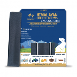 Pawfect Dentamust Himalayan Cheese Chews with Blueberry & Papaya for Dogs|Long lasting dental chews with Superfoods |All Natural, High protein|Grain-free | Pack of 3 for medium Dogs (195g/6.88oz)