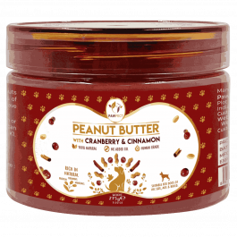 Pawfect Peanut Butter with Cranberry & Cinnamon for Dogs & Puppies | 100% Natural Peanut Butter | No Added Sugar, Salt, Palm Oil | No Sweeteners, No Xylitol | Healthy Dog Treat | (275g/9.70oz)