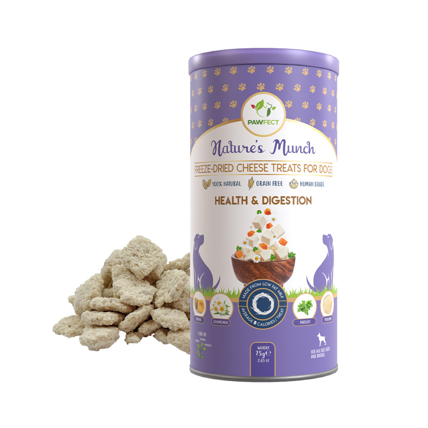 Pawfect Nature's Munch Freeze-Dried Cheese Health & Digestion Treats for Dogs| 100% Natural| High Protein, Low Fat| 8 Calories per Treat| Grain-Free| Healthy Training Treat (75g/2.65oz)