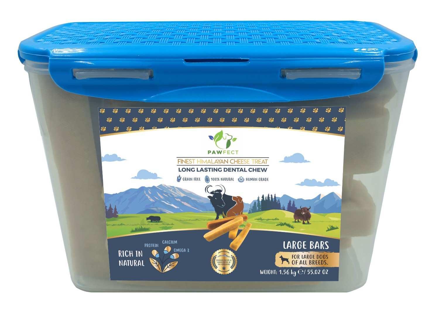 Pawfect Himalayan Cheese Chews for Dogs | 100% Natural Dental Stick | Long lasting healthy chew | Rich in Protein & Calcium | Grain-free| Daily dental treat| Pack of 10 for Large Dogs (1560g/55.03oz)