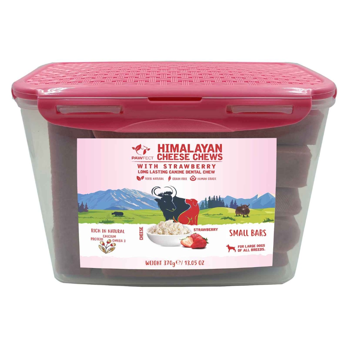 Pawfect Himalayan Cheese Chews with Strawberry for Small Dogs| All Natural Dental Stick| Cleans teeth| Removes Plaque and Tartar|High protein, Grain-free | Pack of 10 (370g/13.05oz)