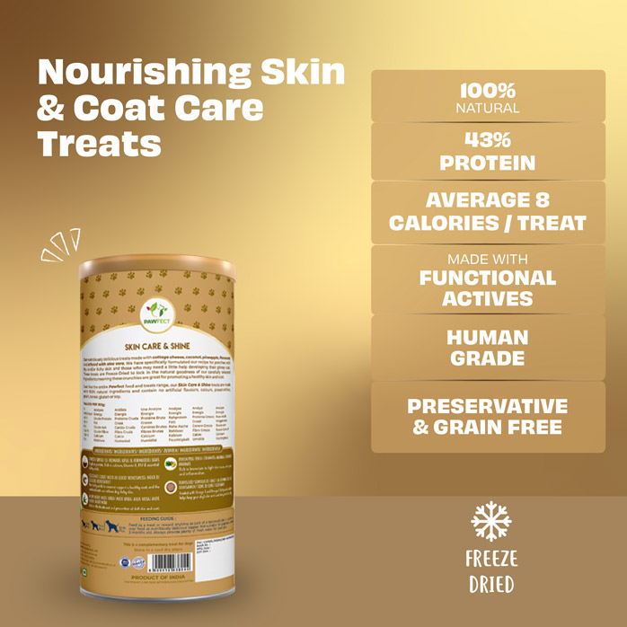 Pawfect Nature's Munch Freeze-Dried Cheese Skin Care Treats for Dogs| 100% Natural| High Protein, Low Fat| 8 Calories per Treat| Grain-Free| Healthy Training Treats (75g/2.65oz)